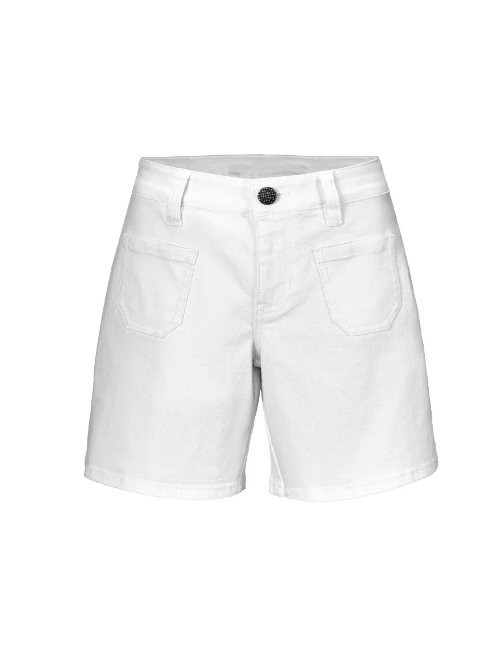 CAbi Patch Pocket White Front-Pocket Denim Shorts